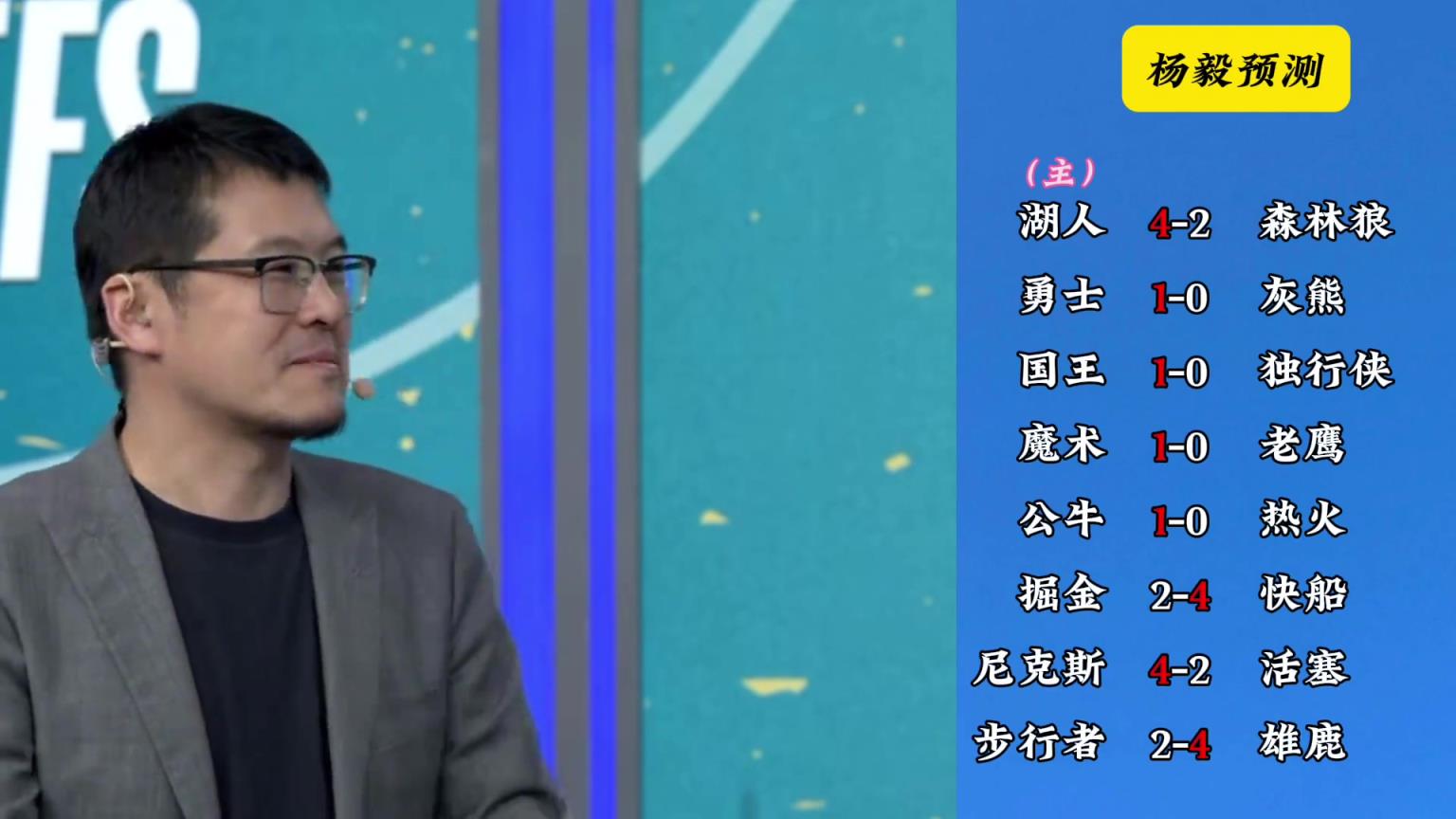 明燈來(lái)了！看看楊毅的季后賽預(yù)測(cè)：湖人4-2狼 快船4-2掘金